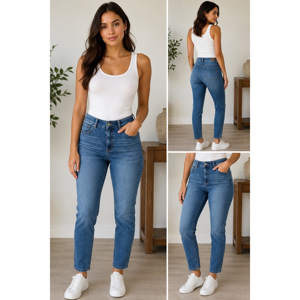 Jones & Co Jones New York 12 Blue Stretch Skinny Ankle Jeans Classic Mid Rise